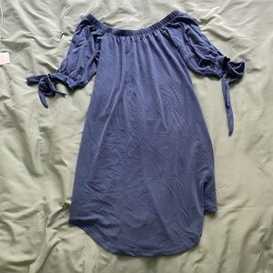 Blue off the shoulder dress